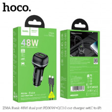АЗУ USB-USB-C (Type-C)-Lightning HOCO Z58A 1м, PD30W+QC3.018W, Black