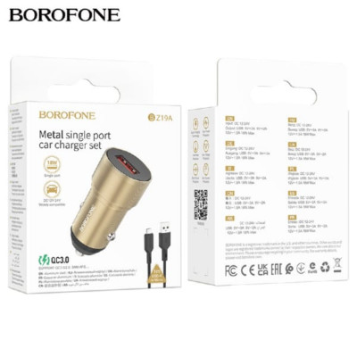 АЗУ-USB MicroUSB BOROFONE BZ19A 1м, QC3.0, 18W, Gold