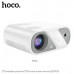 Проектор HOCO DT1 с функцией зеркалирования экрана. Соединение WiFI 2.4+5G; Bluetooth 5.0. Разрешение: 1280х720P. Режим фокуса: ручной. LCD экран: 2.69 дюйма, яркость: 140ANSI. Расстояние проекции: 0.83-5м, Размер проекции: 20-200 дюйма. Вход: AV/USB/HDMI