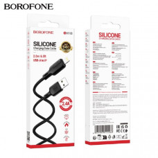 АКЦИЯ! Кабель Lightning BOROFONE BX113 2м, 2,4А, силикон, Black. Продается упаковкой (в упаковке 20шт).