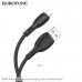 АКЦИЯ! Кабель Micro USB BOROFONE BX86 1м, 2.4A, силикон, Black. Продается КРАТНО 30шт!!!