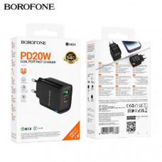 СЗУ-USB-USB-C BOROFONE BA83A PD20W QC3.0, Black