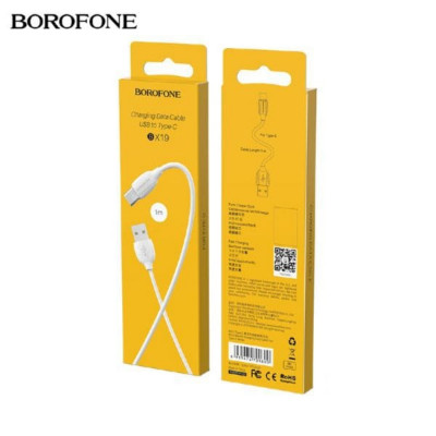 Кабель Type-C BOROFONE BX19 1м, 2А, ПВХ, White АКЦИЯ!!! Кратно 30 шт!