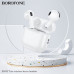 АКЦИЯ! Гарнитура вкладыши Bluetooth Borofone BW83 White. Продается КРАТНО 5шт!!! Емкость батареи: 300mAh зарядный чехол, 30mAh гарнитура. Время работы: 4 ч. Поддержка переключения ведущий-ведомый, переключение песен, вызов Siri, настройку слайдером, управ