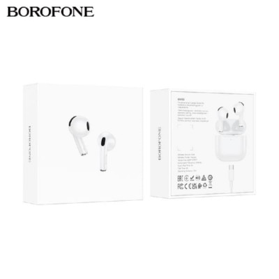 АКЦИЯ! Гарнитура вкладыши Bluetooth Borofone BW83 White. Продается КРАТНО 5шт!!! Емкость батареи: 300mAh зарядный чехол, 30mAh гарнитура. Время работы: 4 ч. Поддержка переключения ведущий-ведомый, переключение песен, вызов Siri, настройку слайдером, управ