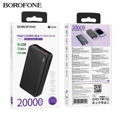 АКЦИЯ! Внешний аккумулятор 20000 mAh Borofone BJ56A Black. Продается упаковкой (в упаковке 3шт).
PD+QC3.0, USB-C/Micro-USB вход и USB / USB-C 3A 20W выход, с LED индикатором
