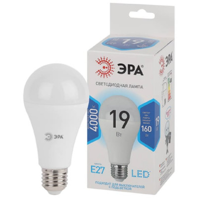 Лампа светодиодная ЭРА LED A65-19w-840-E27 (яркий белый свет)