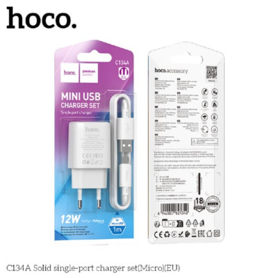 СЗУ-USB Micro HOCO CS134A 1м, 2,4A, 12W, White