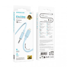 Аудио переходник Lightning(AM)-Jack3,5(AM) Borofone BL21 1м, TPE, Blue