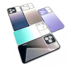 Чехол стеклянный Realme C33 Gradient цвет Черный