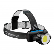 Фонарь налобный КОСМОС KOCH5WLi-On 3 режима свечения, 3Вт XPE, 5Вт COB, встроенный аккумулятор 3,7В 1200Mah LI-On, заряжается от USB