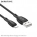 АКЦИЯ! Кабель Lightning BOROFONE BX86 1м, 2.4A, силикон, Black. Продается упаковкой (в упаковке 30шт).
