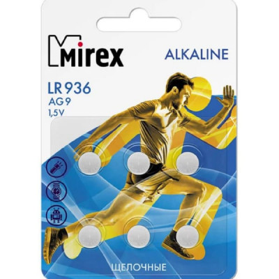 Батарейка Mirex AG9 (LR936) 1,5V BL-6 (6/216/648)