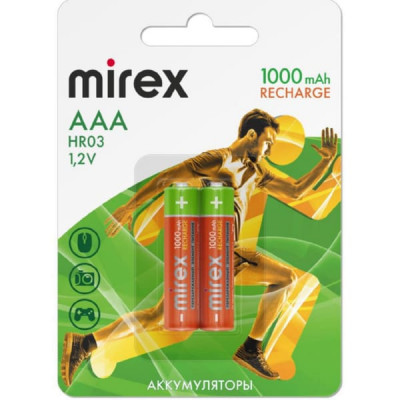 Аккумулятор Ni-MH Mirex HR03/AAA 1000mAh 1,2V BL-2 (2/20/100)