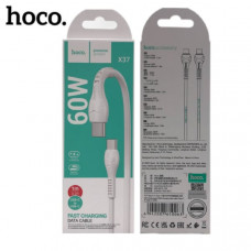 АКЦИЯ! Кабель USB-C/USB-C HOCO X37 1м, PD 60W, ПВХ, White. Продается упаковкой (в упаковке 20шт).