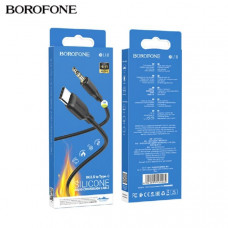 АКЦИЯ! Аудио переходник Type-C(AM)-Jack3,5(AM) Borofone BL18 1м, силикон, Black. Продается упаковкой (в упаковке 5шт).