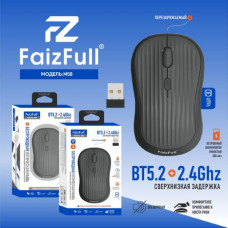 Мышь беспроводная FaizFull M58 Black. Разрешение: 800/1200/1600 DPI. 2,4Ghz. BT 5.2. Питание от батареи. Тип: оптическая
