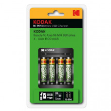 Зарядное устройство 4 слота KODAK USB Ni-MH 4x1100 mAh [AAA], длина кабеля 70см