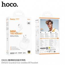 Гарнитура вкладыши Bluetooth Hoco EW201 Frost White. Ёмкость аккумулятора: зарядный чехол 320mAh, гарнитура 30mAh. Время работы: 4 ч. Размер: 49х47х25мм. Общий вес: 43.7г. Поддержка переключения ведущий- ведомый, переключения песен, вызова Siri и других ф