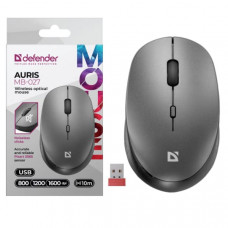 Мышь беспроводная Defender Auris MB-027 серый, 4D, 800-1600dpi, бесшумная.