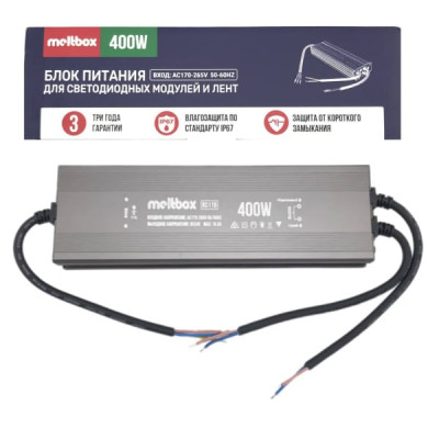 Блок Питания Meltbox RS119  IP67 пыле-влагозащищенный (50/60Hz/24V 24V/16.5A/400W=320W), корпус из алюминия, 253х73х35мм, вход AC170-265V