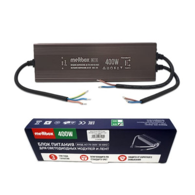Блок Питания Meltbox RS113 IP67 пыле-влагозащ (50/60Hz/12V/33A/400W=320W), корпус из алюминия, 253х73х35мм, вход AC170-265V
