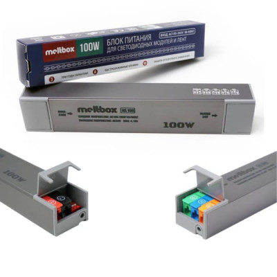 Блок Питания Meltbox RS100 Slim-Exclusive (50/60Hz/24V/4.16A/100W=80W), корпус из алюминия, 177х32х23мм, вход AC185-265V, быстрозажимные клеммы
