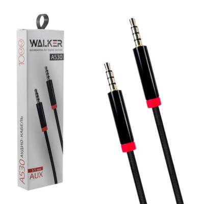 Кабель Аудио 3,5 Jack-3,5 Jack WALKER WCA-530 1м, нейлон, четырехконтактный,  черный