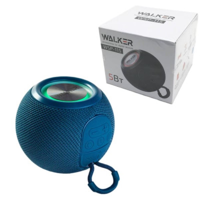 Портативная колонка WALKER WSP-115 (5Втx1дин, Bluetooth) Blue. 1200 МаЧ, 111х111х87мм, 332г.