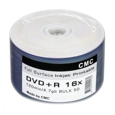 Диск DVD+R 4,7 GB 16x Bulk/50 Full Ink Print (CMC)
