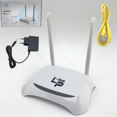 Wi-Fi Роутер LP-LINK WR840 White. 300 Мбит/с, 2.4ГГц, IP V6. 1 порт WAN 10/100 Мбит/с, 4 порта LAN 10/100 Мбит/с.