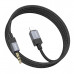 Аудио переходник Lightning(AM)-Jack3,5(AM) HOCO UPA32A 1м, алюминиевый сплав+нейлон, Black. 21,5г.