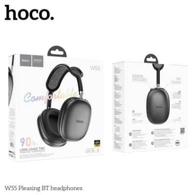 Гарнитура беспроводная полноразмерная Bluetooth HOCO W55 Grey. Динамик: 40мм. Время зарядки: около 2 часов. Время звонков/музыки: более 90 часов. Время в режиме ожидания: 200 часов.