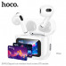 Гарнитура вкладыши Bluetooth Hoco EW81 Elegant White. Емкость батареи:
зарядный чехол 300mAh, гарнитура 30mAh. Время работы: 4ч. Материал: ABS;  Размер: 54.5х46.5х23мм; общий вес: 50г. Оснащенный интеллектуальным сенсорным LED экраном, он позволяет управл