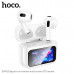 Гарнитура вкладыши Bluetooth Hoco EW81 Elegant White. Емкость батареи:
зарядный чехол 300mAh, гарнитура 30mAh. Время работы: 4ч. Материал: ABS;  Размер: 54.5х46.5х23мм; общий вес: 50г. Оснащенный интеллектуальным сенсорным LED экраном, он позволяет управл