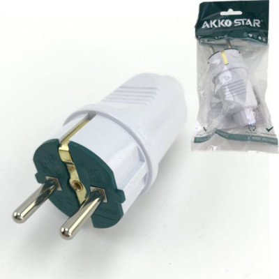 Вилка электрическая AKKOSTAR с заземлением 250V-16A 50/60Hz (в кор. 30шт)