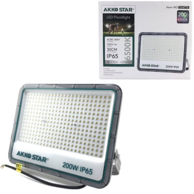 Прожектор светодиодный AKKOSTAR AC85V-265V 200W/24000lm IP65 широкий диапазон напряжения (6500K) 345х291х38мм