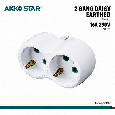 Разветвитель розетки AKKOSTAR двойной с заземлением 250V-16A 50/60Hz