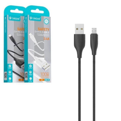 Кабель Micro USB Celebrat CB-31 1м, 3A, ПВХ, Black