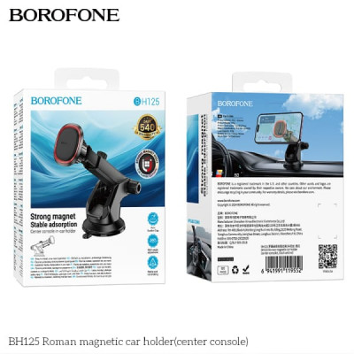 Держатель мобильного телефона магнитный на панель BOROFONE BH125 Black. Материал: ABS+силикон
. Размер: 132х67х75 мм. Вес: 140 г
. Подходит для мобильных телефонов 4,5-7 дюймов (в основном iPhone 12-16 серии)
. Применимые сценарии: центральная консоль авт