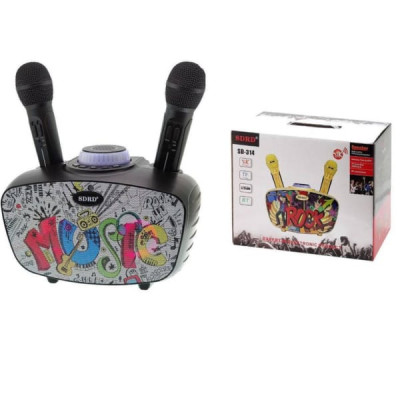 SDRD SD-314 Черная Караоке система (2 микр, Bluetooth 4.2)