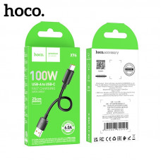 Кабель Type-C HOCO X96 25cм, 100W, 6A, ПВХ, Black