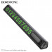 Автовизитка Borofone FC3 Black/Metal Grey
Материал: ABS+алюминиевый сплав
Поверхность: текстурирование + оксидирование
Размер: 130х20х16мм; Вес: 19г.
Применение: информационная панель для авто
