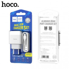 АКЦИЯ!!! СЗУ-2USB Micro HOCO C73A 2.4A, длина кабеля 1 метр, White. Продается КРАТНО 3шт!!!