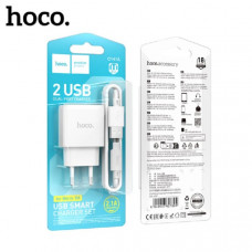 АКЦИЯ!!! СЗУ-2USB Micro HOCO C141A 1м, 2,1A, White. Продается КРАТНО 10шт!!!