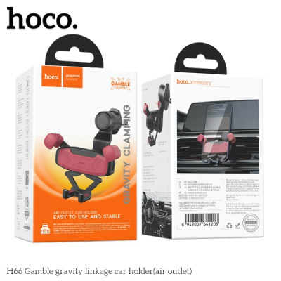 Держатель мобильного телефона Hoco H66 Black/Red. Материал ABS, силикон, 130х103х122мм. Диапазон зажима 65-90мм. Сценарий применения: на панель.