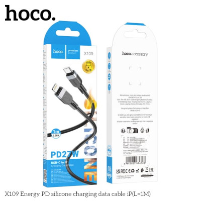 Кабель USB-C Lightning HOCO X109 1м, PD27W, силикон, Black