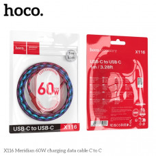 Кабель USB-C/USB-C HOCO X116 1м, 60W, 3A, Gradient red