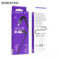 Кабель Lightning BOROFONE BX32 1м, 2,4A, нейлоновая оплетка, Black. АКЦИЯ!!! кратно 30 шт!