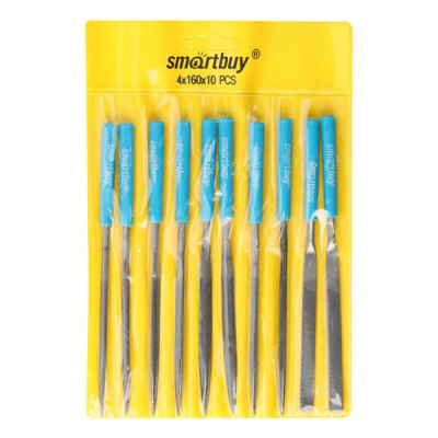 Набор надфилей Smartbuy tools d4x160мм,10 шт, разл. формы, карман, пласт. ручка